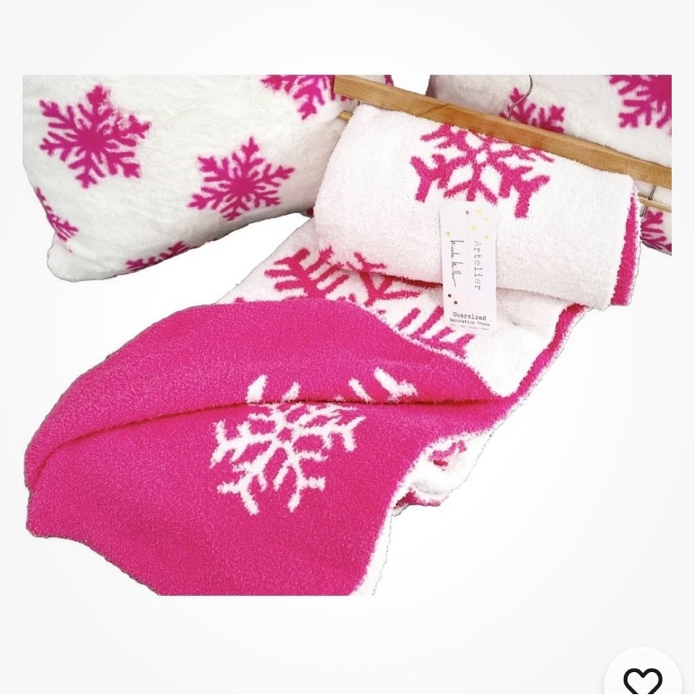 Nicole Miller Pink and White Snowflake Kids Scarf